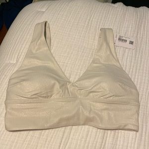 NWT align rub v-neck bra C/D shine size 6 bone